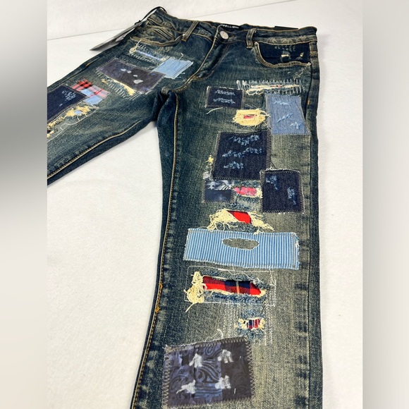 Embellish NYC Silas Rip & Repair Patchwork Distressed Skinny Denim•Men’s Size 30 - Picture 5 of 13